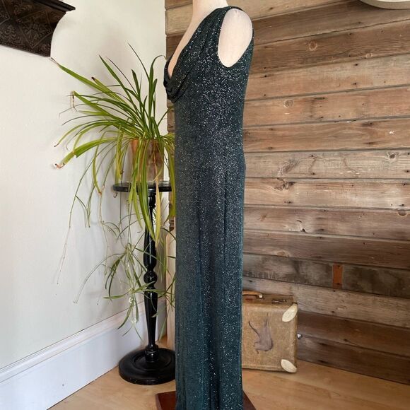 Green Land Sparkly Green Maxi Dress Size L EUC - Picture 3 of 8